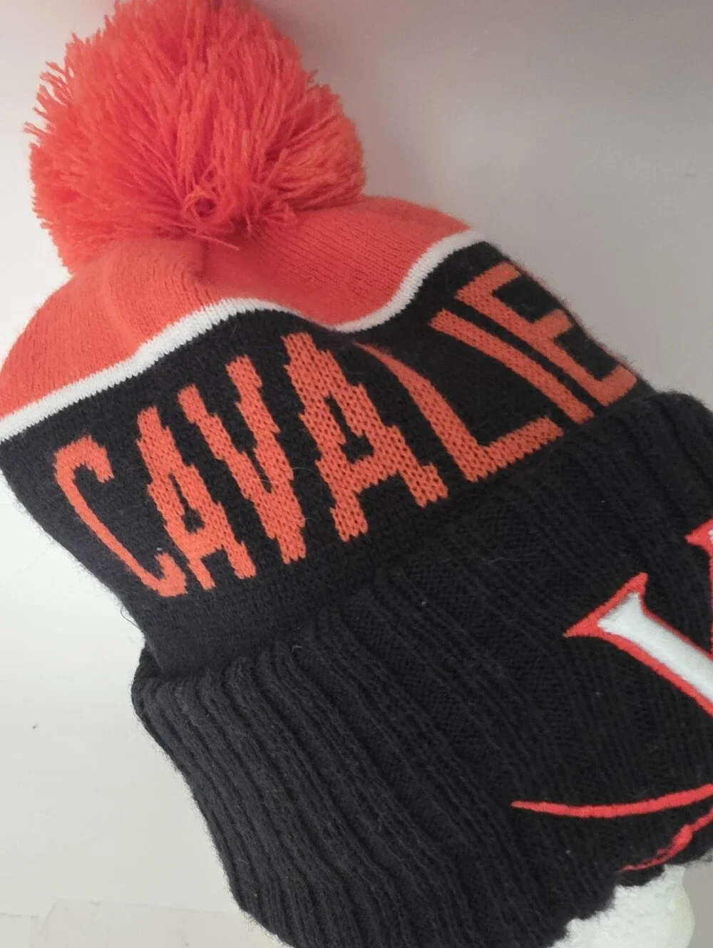 Virginia Cavaliers New Era Orange Blue Striped Knit Pom Cuff Beanie Hat Youth